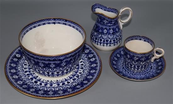 Worcester style blue and white 40 piece teaset